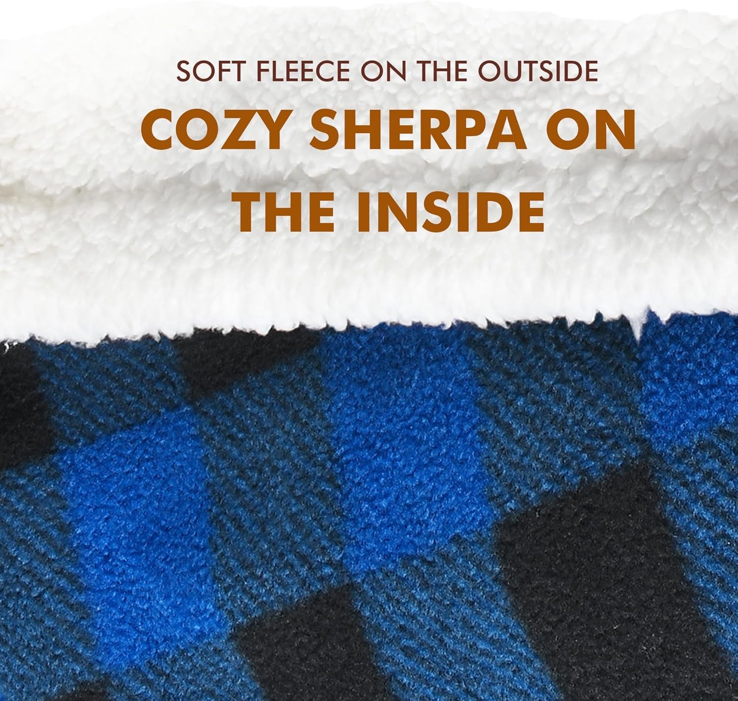 Blue Buffalo Plaid Sherpa Throw TV Blanket 50" X 60", Super Soft Warm Comfy Plush Fleece Bedding Couch Cabin Throw Decorative Blanket