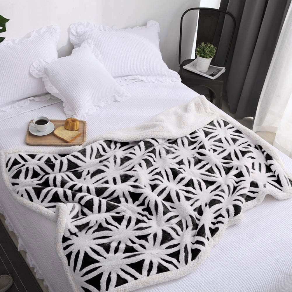 Sherpa Fleece Blanket Fuzzy Soft Throw Blanket Dual Sided Blanket for Couch Sofa Bed (Black, 51''X63'')