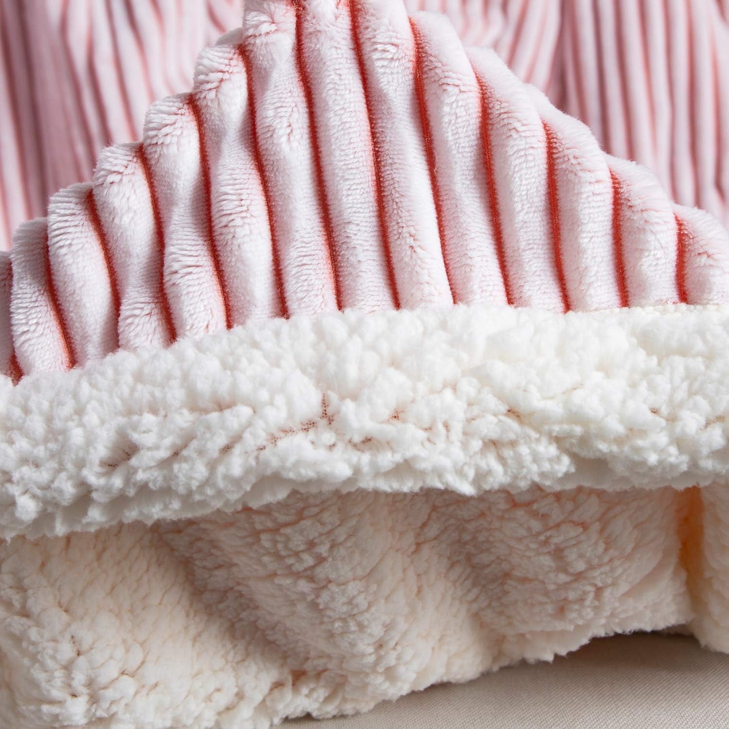 Sherpa Fleece Blanket 71X80, Pink & White Soft, Plush, Fluffy, Warm, Cozy, Thick Perfect for Couch, Bed, Sofa, Chair - Reversible Queen Size Blanket