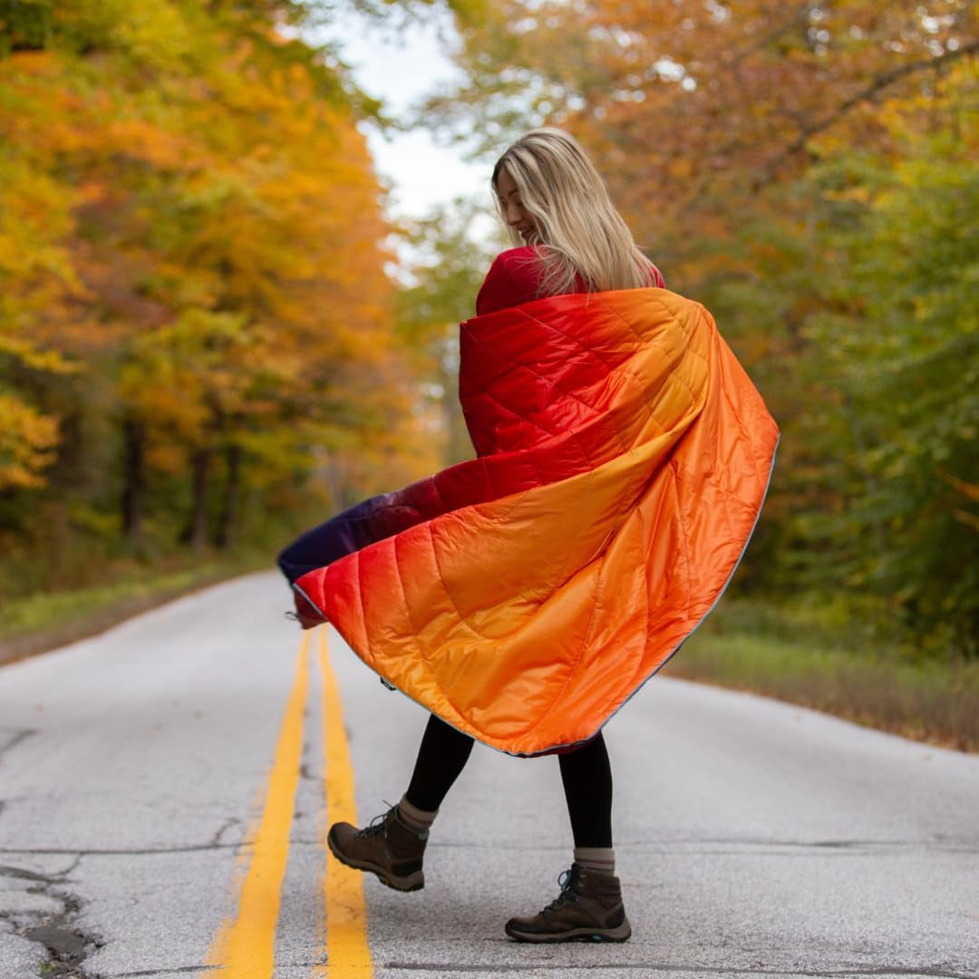 Original Puffy Blanket - Warm, Water-Resistant Camping Blanket with 100% Recycled Synthetic Insulation, 52"X75", Original Puffy V1, Arizona Fade