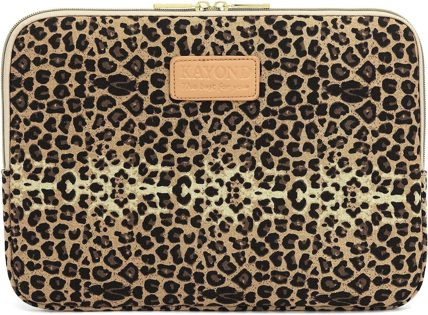 Stylish Brown Leopard Print 15.6 Inch Laptop Sleeve - KY-03 Canvas Fabric