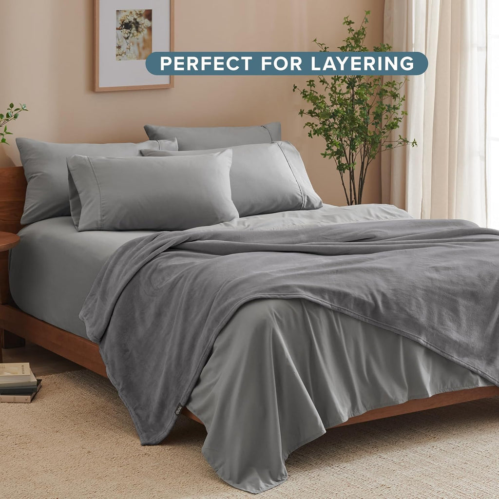 Fleece Blanket - King Size - Ultra-Soft Lightweight for Bed, Sofa, and Couch - Luxury Microplush - Cozy Warm Blanket (King, Grey)