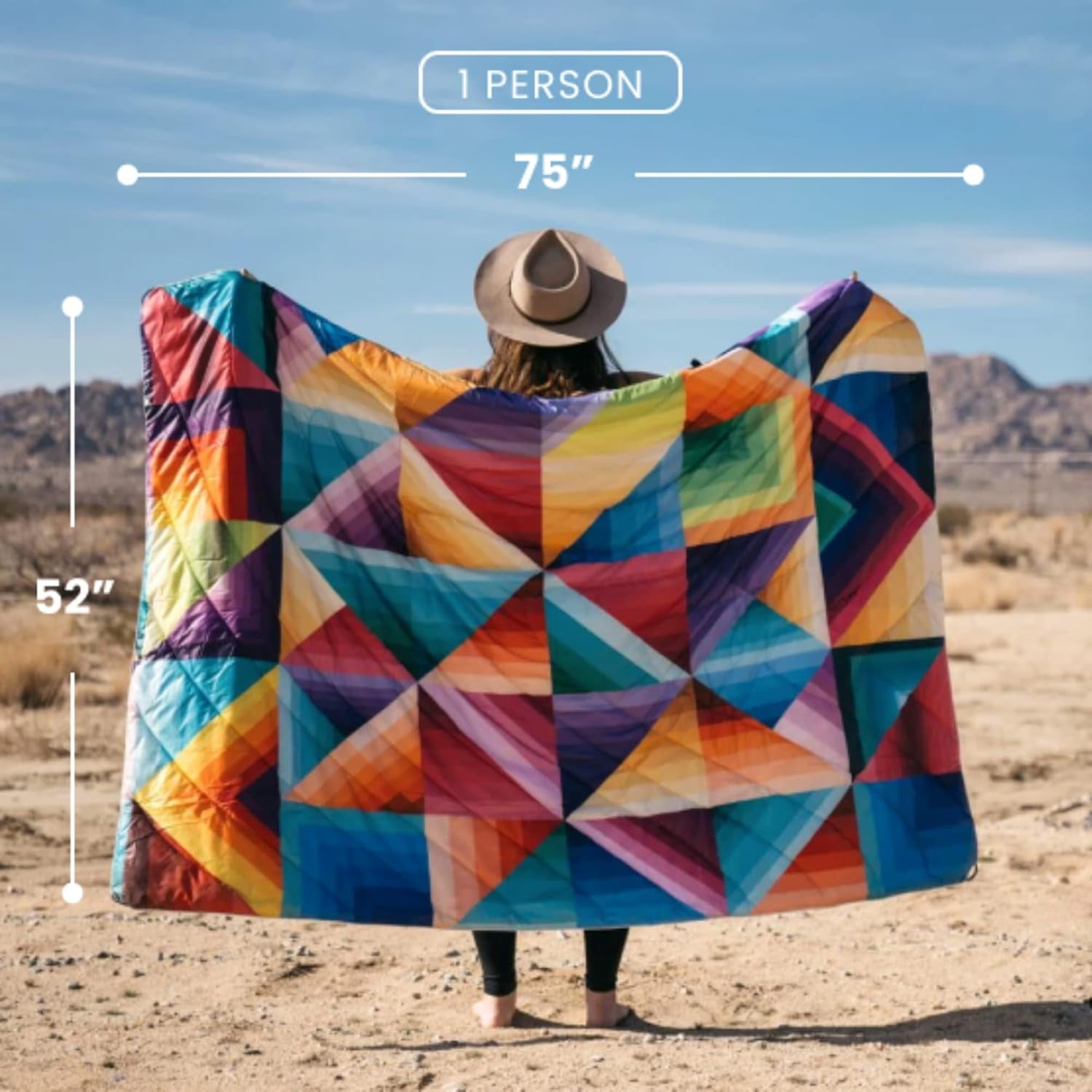 Original Puffy Blanket - Warm, Water-Resistant Camping Blanket with 100% Recycled Synthetic Insulation, 52"X75", Original Puffy V1, Arizona Fade