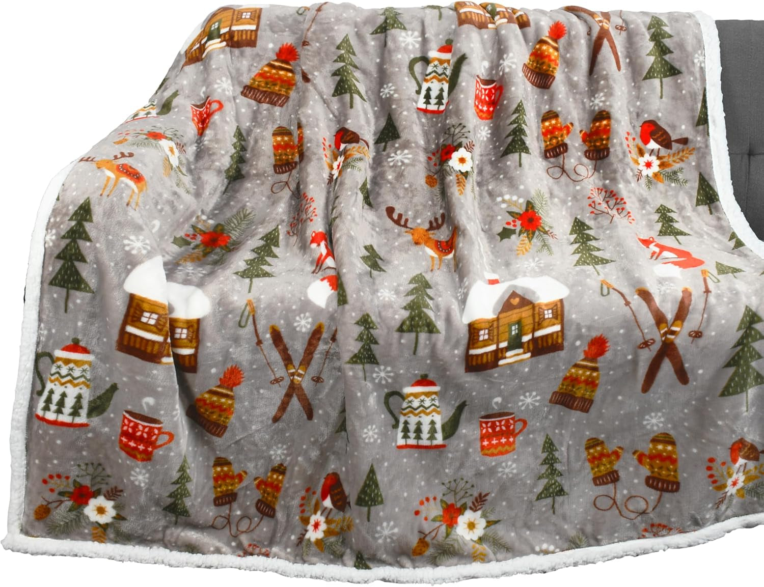 Sherpa Throw Blanket, Super Soft Fleece Plush Sofa Couch Blanket, TV Bed Blanket, Comfy Cozy Fluffy Warm, Christmas Theme Throws, Blanket(50X60 Inch, Tribe)