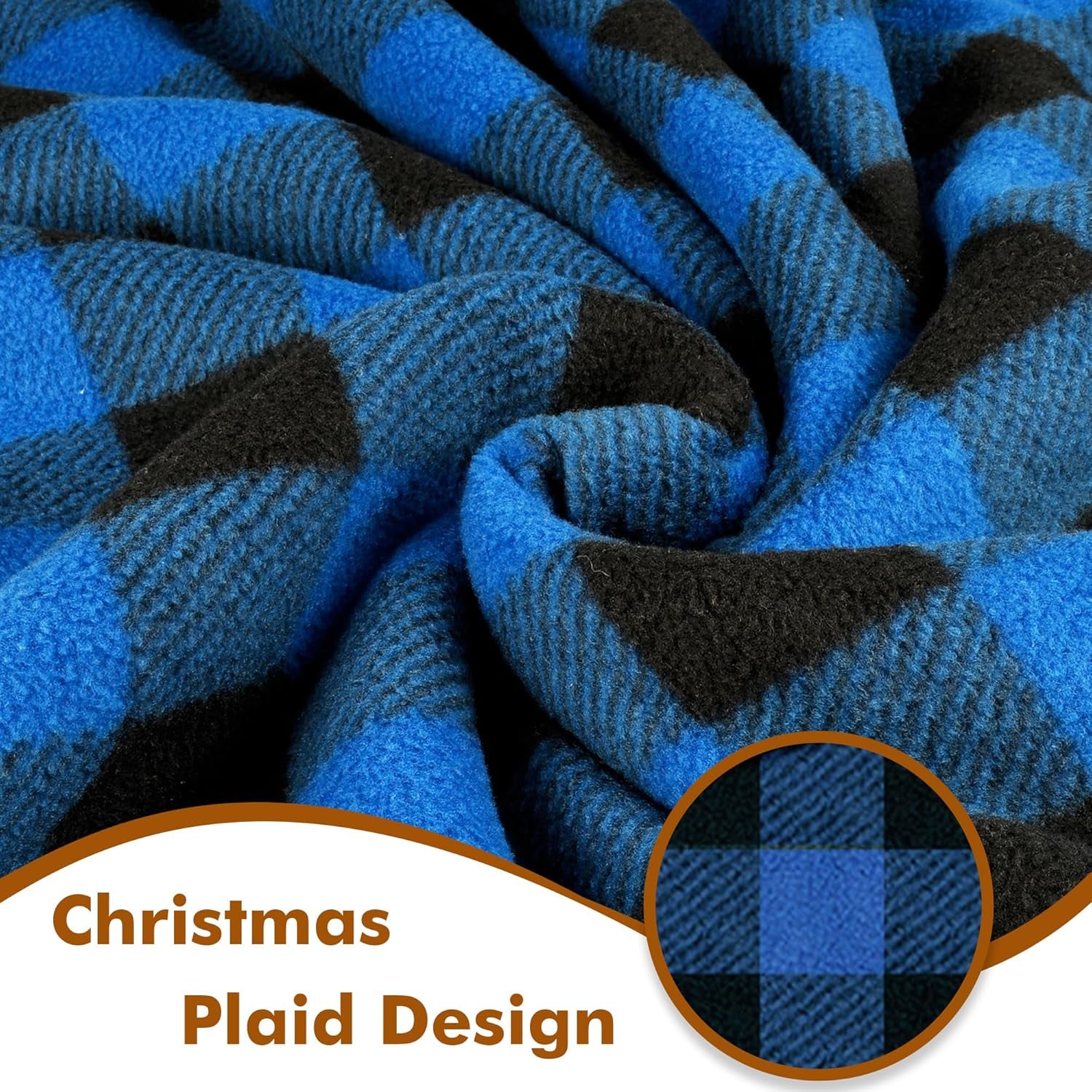 Blue Buffalo Plaid Sherpa Throw TV Blanket 50" X 60", Super Soft Warm Comfy Plush Fleece Bedding Couch Cabin Throw Decorative Blanket
