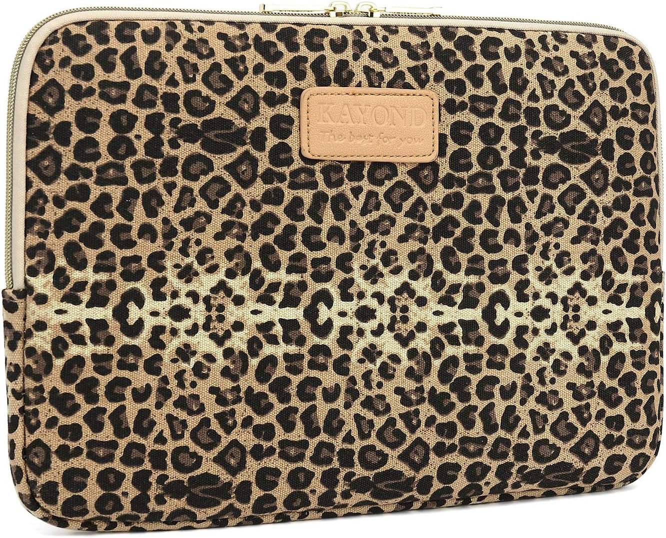 Stylish Brown Leopard Print 15.6 Inch Laptop Sleeve - KY-03 Canvas Fabric