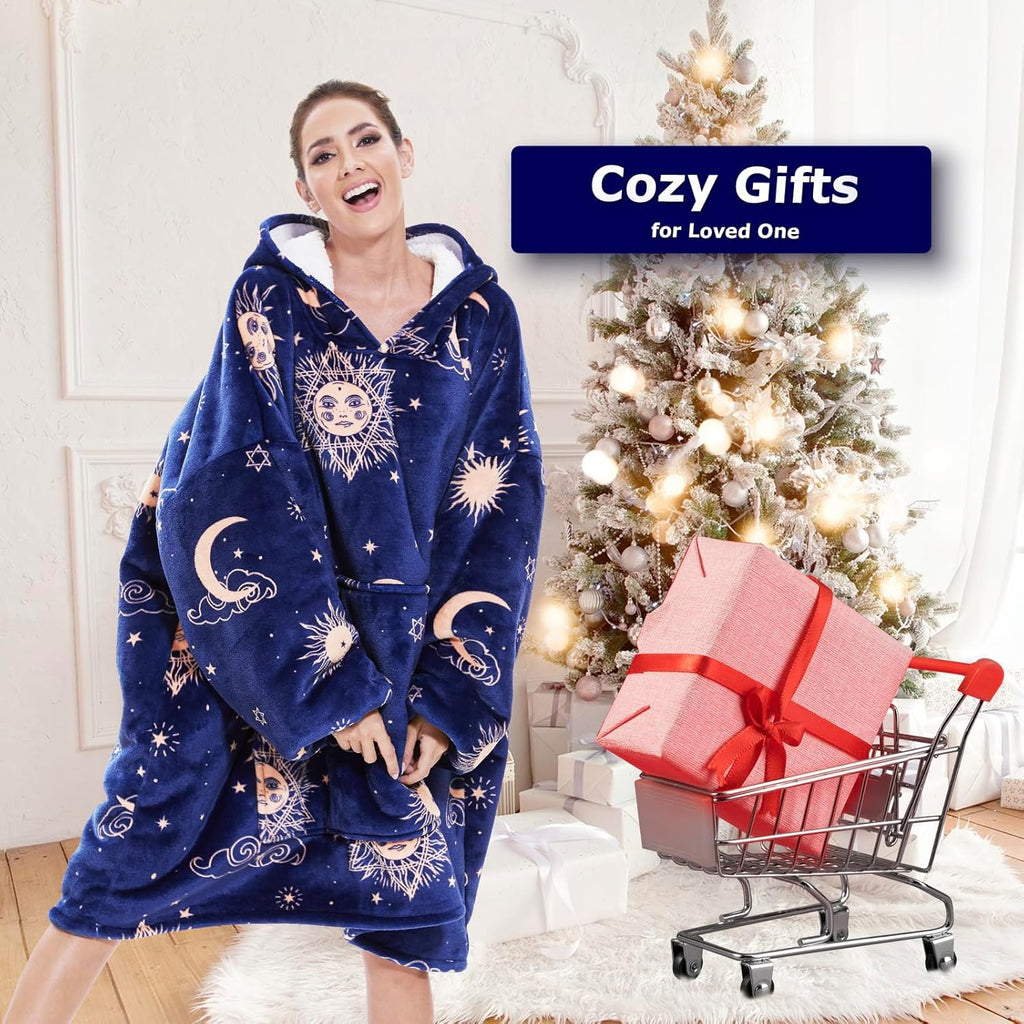 Wearable Blanket Hoodie for Women, Oversized Sherpa Sweatshirt Blanket for Adults Men, Cozy Hooded Blankets, Gifts for Teen Girls Women Mom Sister