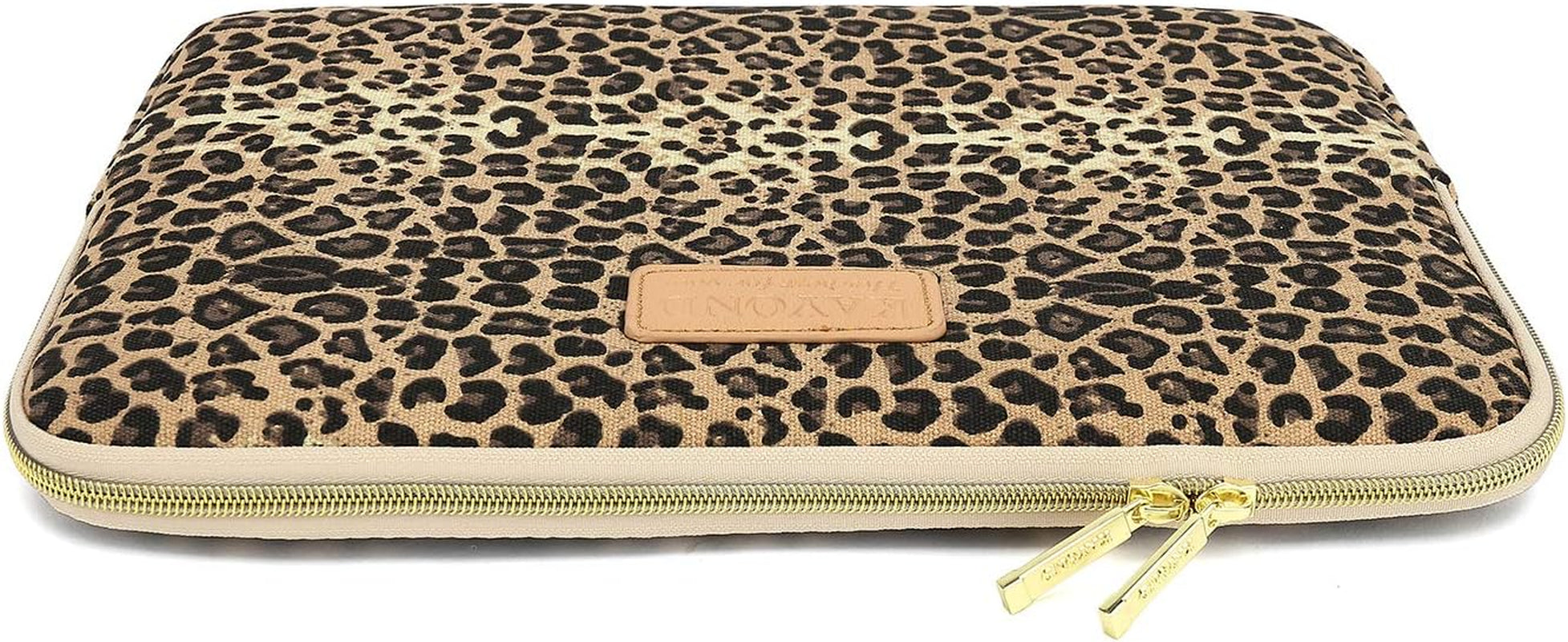Stylish Brown Leopard Print 15.6 Inch Laptop Sleeve - KY-03 Canvas Fabric