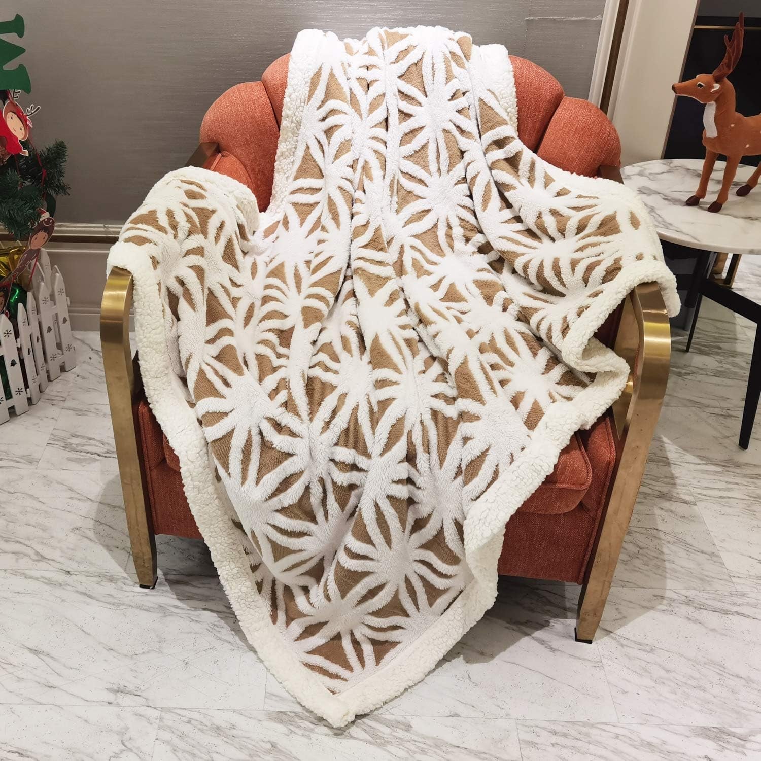 Sherpa Fleece Blanket Fuzzy Soft Throw Blanket Dual Sided Blanket for Couch Sofa Bed (Khaki, 51"X63")