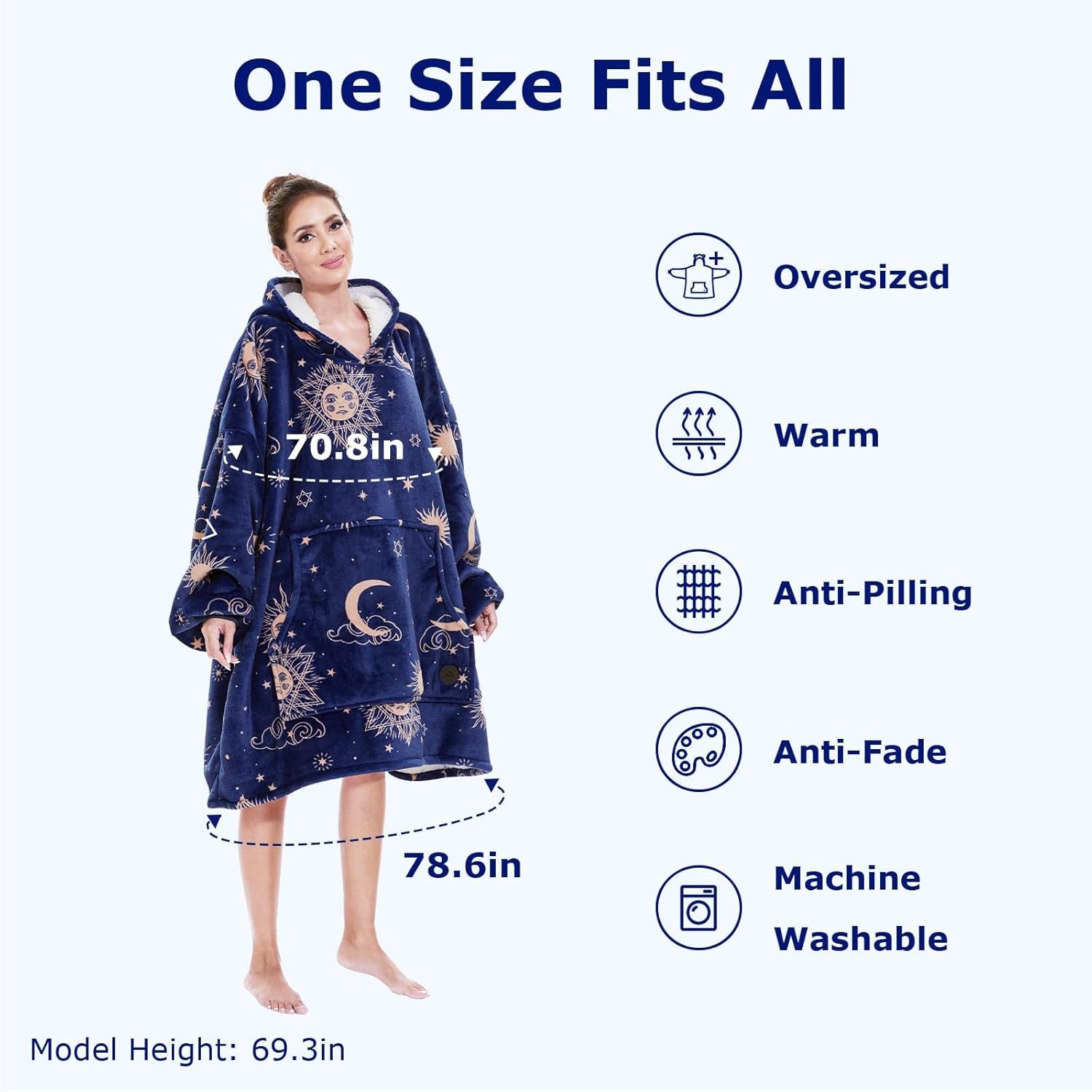 Wearable Blanket Hoodie for Women, Oversized Sherpa Sweatshirt Blanket for Adults Men, Cozy Hooded Blankets, Gifts for Teen Girls Women Mom Sister