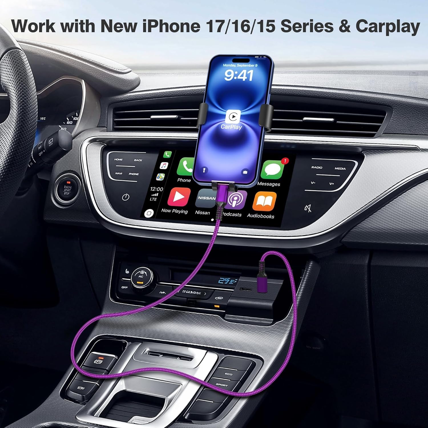 Iphone Air Charging Cord 3.3/6.6/10FT 3Pack,Usb C to Type C,100W Fast Charger USBC Car Carplay Cable for Apple 17 16 16E 15 Pro Max,Airpods 3,Ipad Air 4 5,Mini 6,Samsung Galaxy Tab S10 S25
