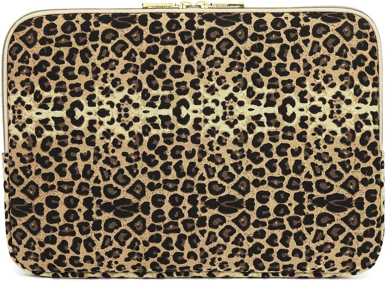Stylish Brown Leopard Print 15.6 Inch Laptop Sleeve - KY-03 Canvas Fabric