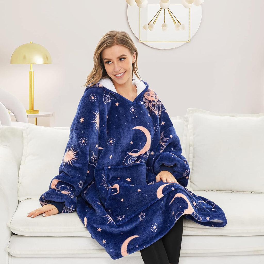 Wearable Blanket Hoodie for Women, Oversized Sherpa Sweatshirt Blanket for Adults Men, Cozy Hooded Blankets, Gifts for Teen Girls Women Mom Sister